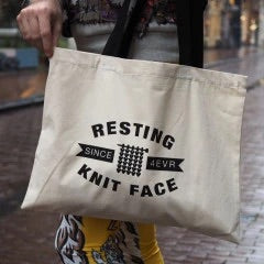 Resting Knit Face tote bag