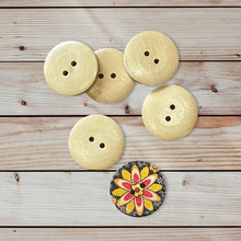 Load image into Gallery viewer, Wooden Floral Buttons, 30mm
