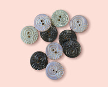 Load image into Gallery viewer, Celtic Spiral/Triskele Ceramic Buttons, 27mm
