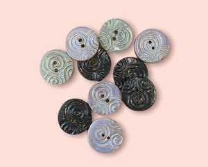 Celtic Spiral/Triskele Ceramic Buttons, 27mm