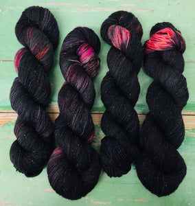 Superwash Silver Sparkle Sock Yarn, 100g/3.5oz, Eccentric Orbit