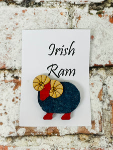 Vintage Tweed Irish Ram Brooch