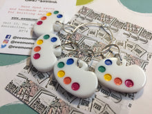 Load image into Gallery viewer, Set of 4 Paint Palette Charms Stitch Markers Progress Keepers
