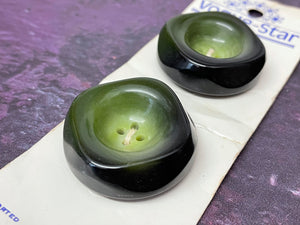 Vintage Vogue-Star Chunky 4-Hole Green Buttons, 34mm, Set of 2