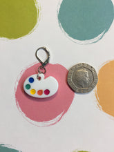Load image into Gallery viewer, Set of 4 Paint Palette Charms Stitch Markers Progress Keepers

