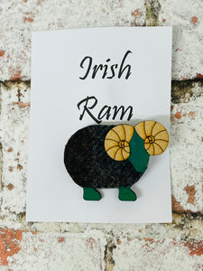 Vintage Tweed Irish Ram Brooch