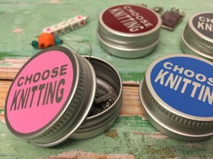 Round Notions Tin, Choose Knitting