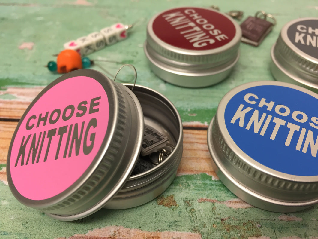 Round Notions Tin, Choose Knitting
