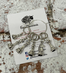 Set of 6 Chess Themed Stitch Markers
