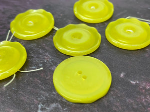 Vintage French Yellow Buttons, 25mm