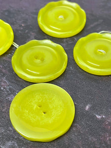 Vintage French Yellow Buttons, 25mm