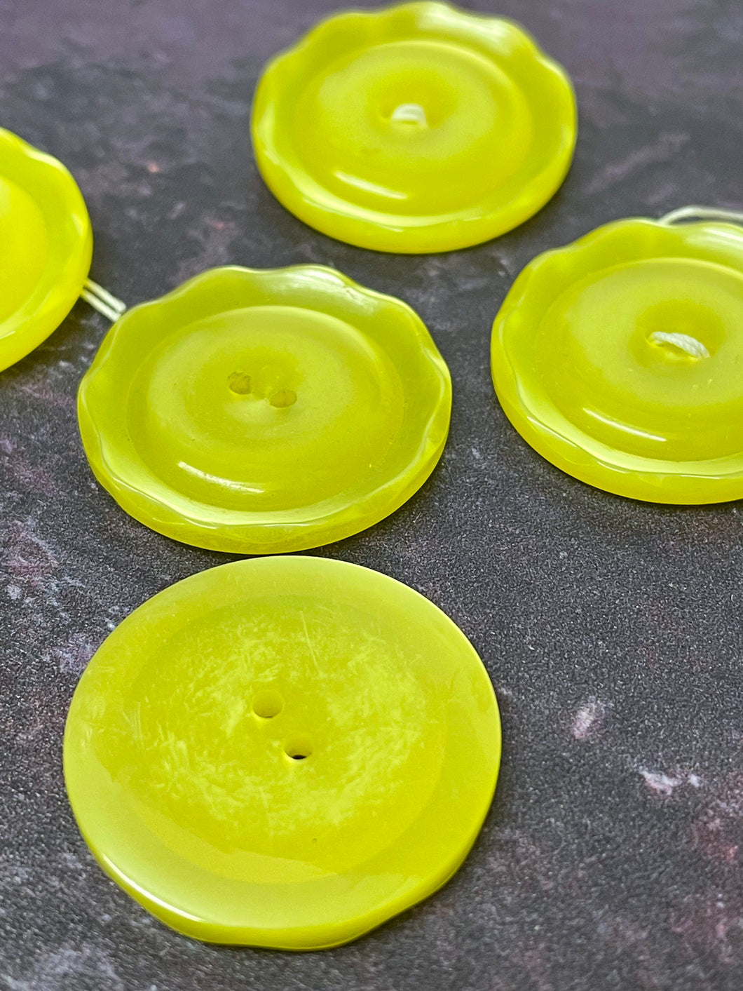 Vintage French Yellow Buttons, 25mm
