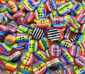 Resin Rainbow Buttons, 12mm