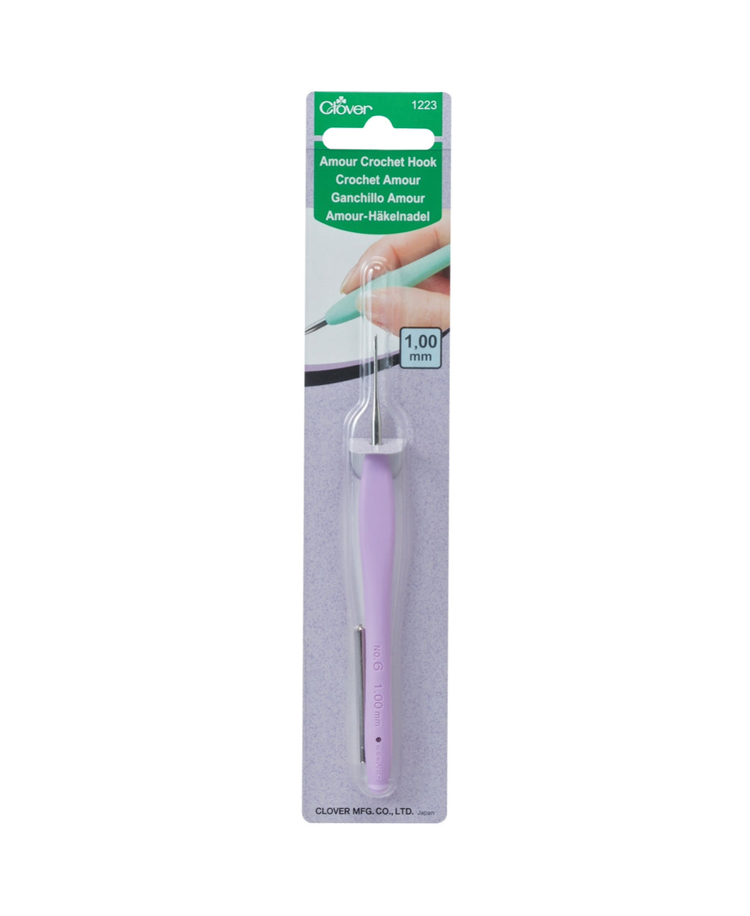 Clover Amour Steel Crochet Hook, sizes 1mm-1.75mm