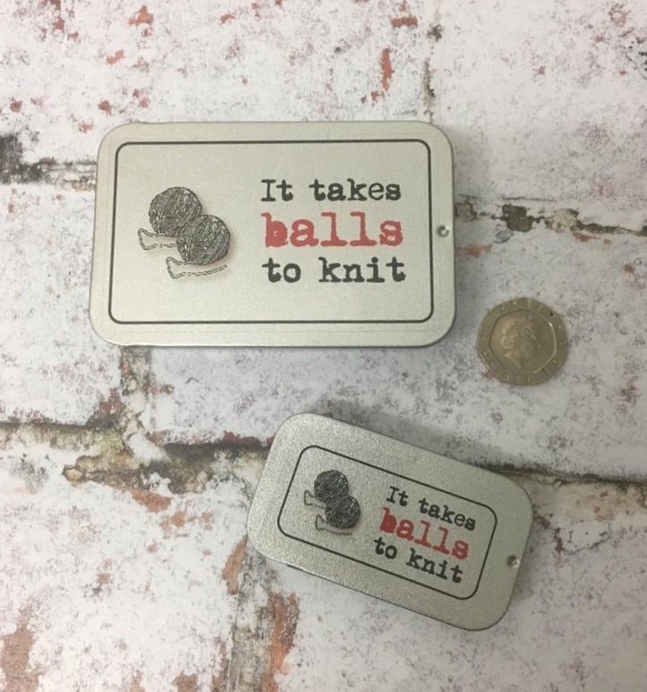 Notions Tin, It Takes Balls To Knit