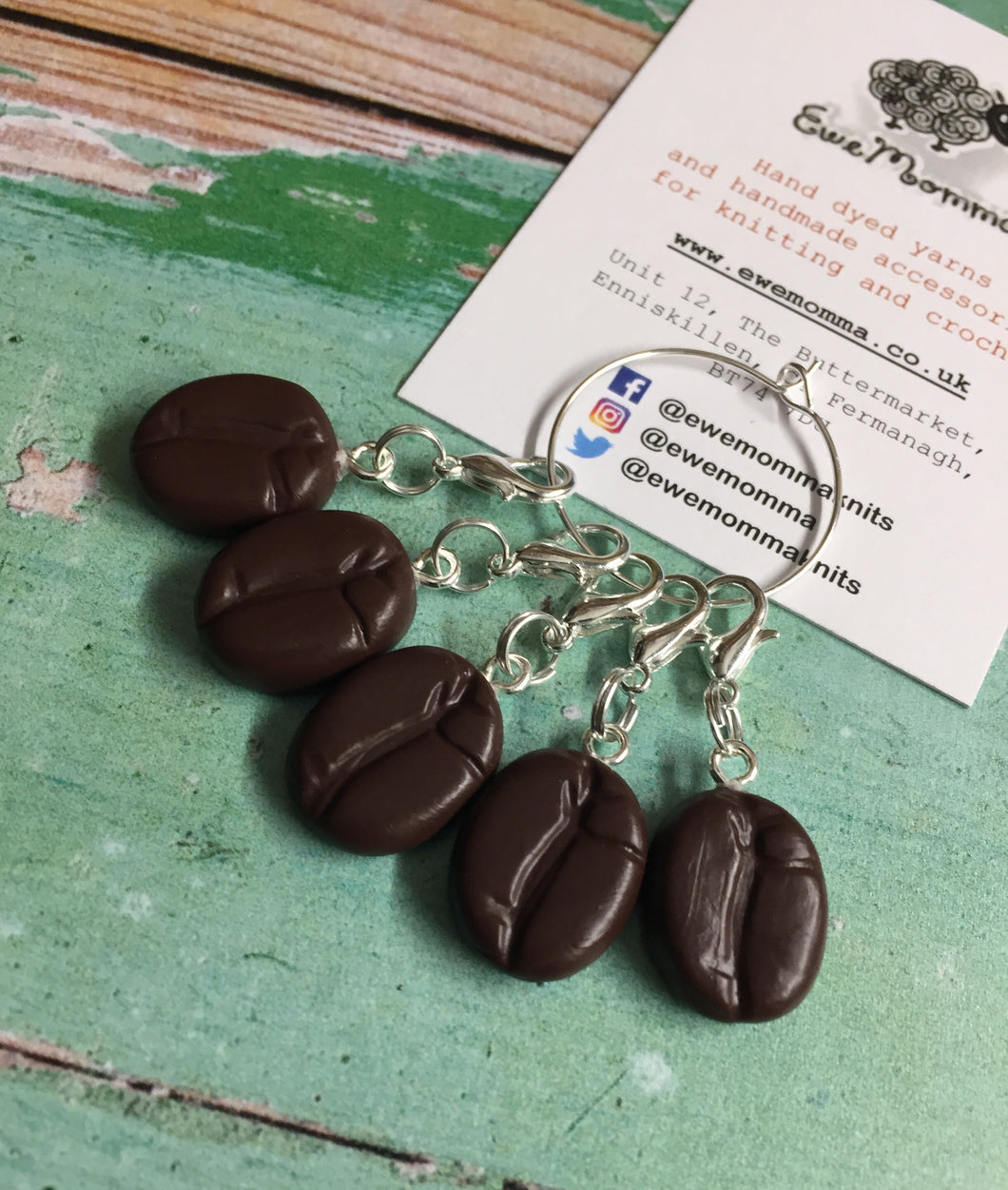 Set of Coffee Beans Stitch Markers Progress Keepers