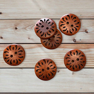 Hollow Floral Carved Buttons, 23mm