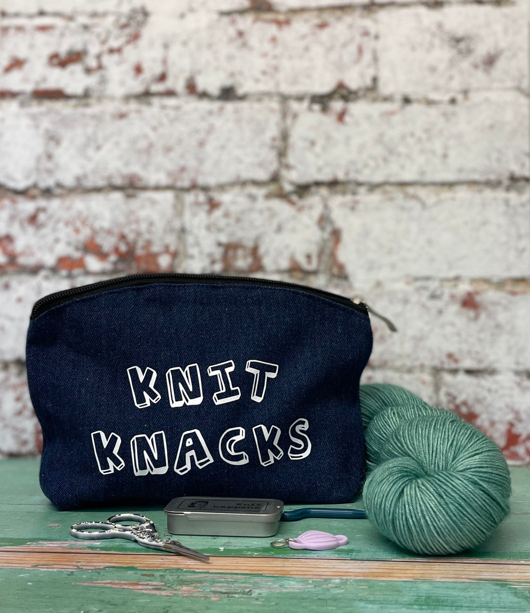 Knit Knacks Denim Indigo Notions Pouch