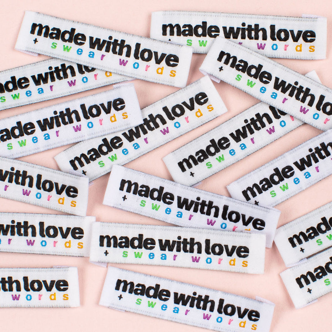 Kylie and the Machine Woven Labels - Made With Love and Swear Words
